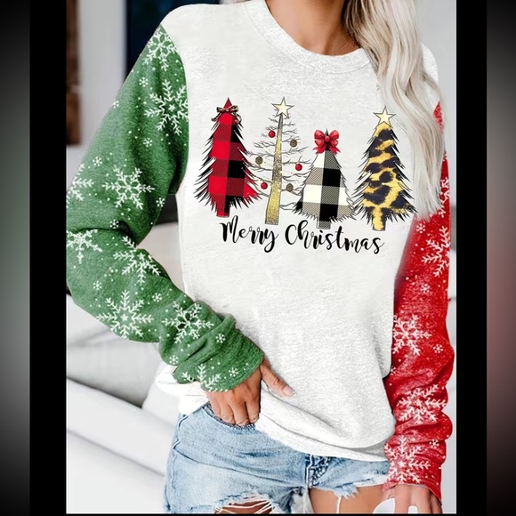 Tops - Woman’s Christmas tree & Snowflake Long sleeve Shirt.  Size: Various